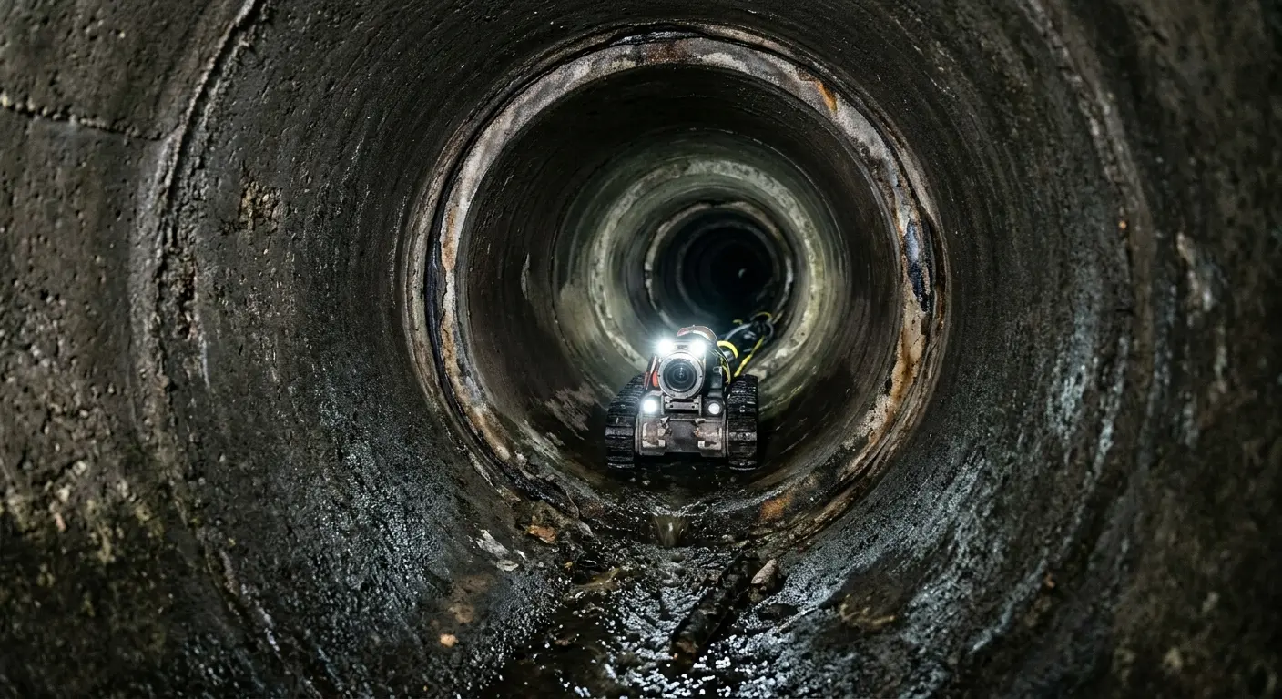Robotic sewer camera inspecting pipe interior for Drain Snake Service in Coxsackie